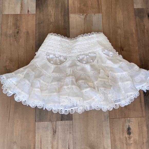 Zimmermann White Detailed Skirt - Picture 1 of 9